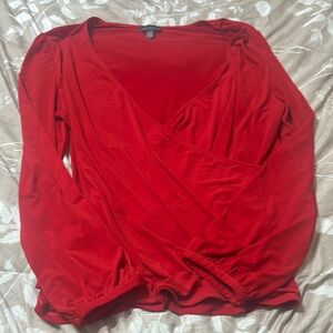 The Limited Red Wrap Blouse Relaxed Style